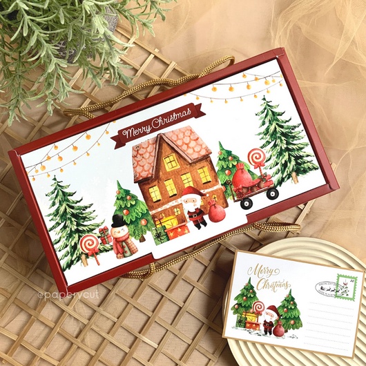 

5.5 Brand Box Kotak Kue Cookies Natal / Christmas 22 x 11 x 6.5cm - 2 Wall