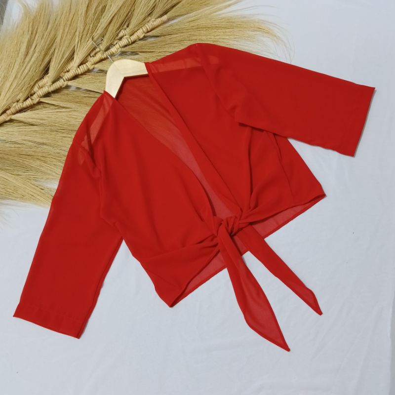 outer merah cabe outer wanita korean style