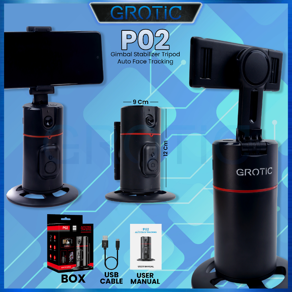 GROTIC Gimbal Stabilizer Handphone Auto Face Tracking Camera 360° Gesture Control P02-Gimbal P02