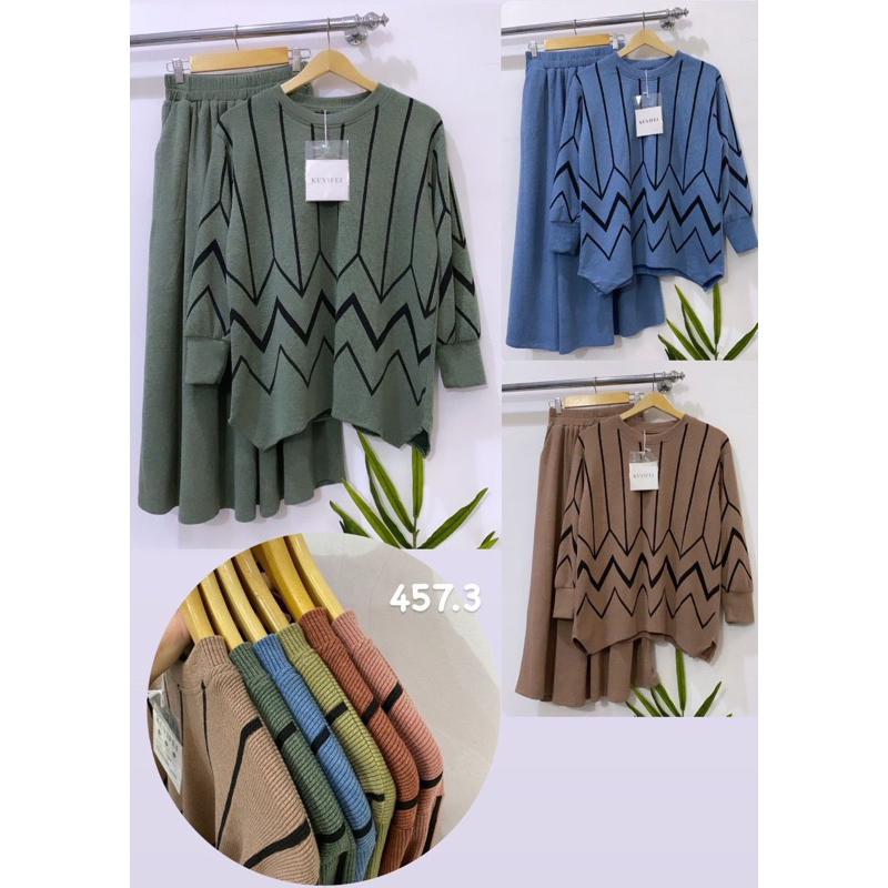 Kuyifei 457.3//One set rok//Set rok//Baju setelan wanita//Set rajut wanita//Baju setelan//Set rok//S