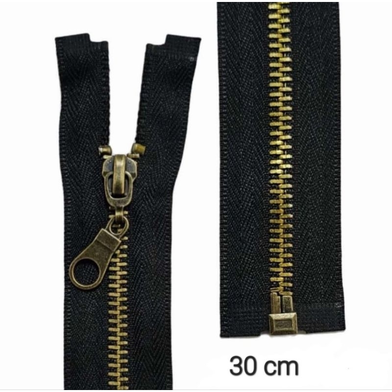 PROMO Resleting Jaket gigi Besi ukuran 30 cm @5 Lusin