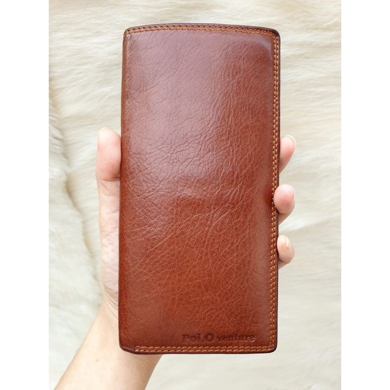 Dompet Panjang Polo Venture Pria Wanita Coklat Kulit Asli