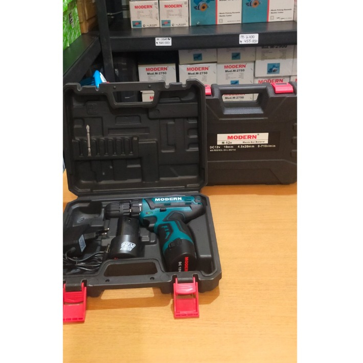 MODERN M12V /MODERN M15V + Set Acc Mesin Bor Cordless 12V (2 Baterai)