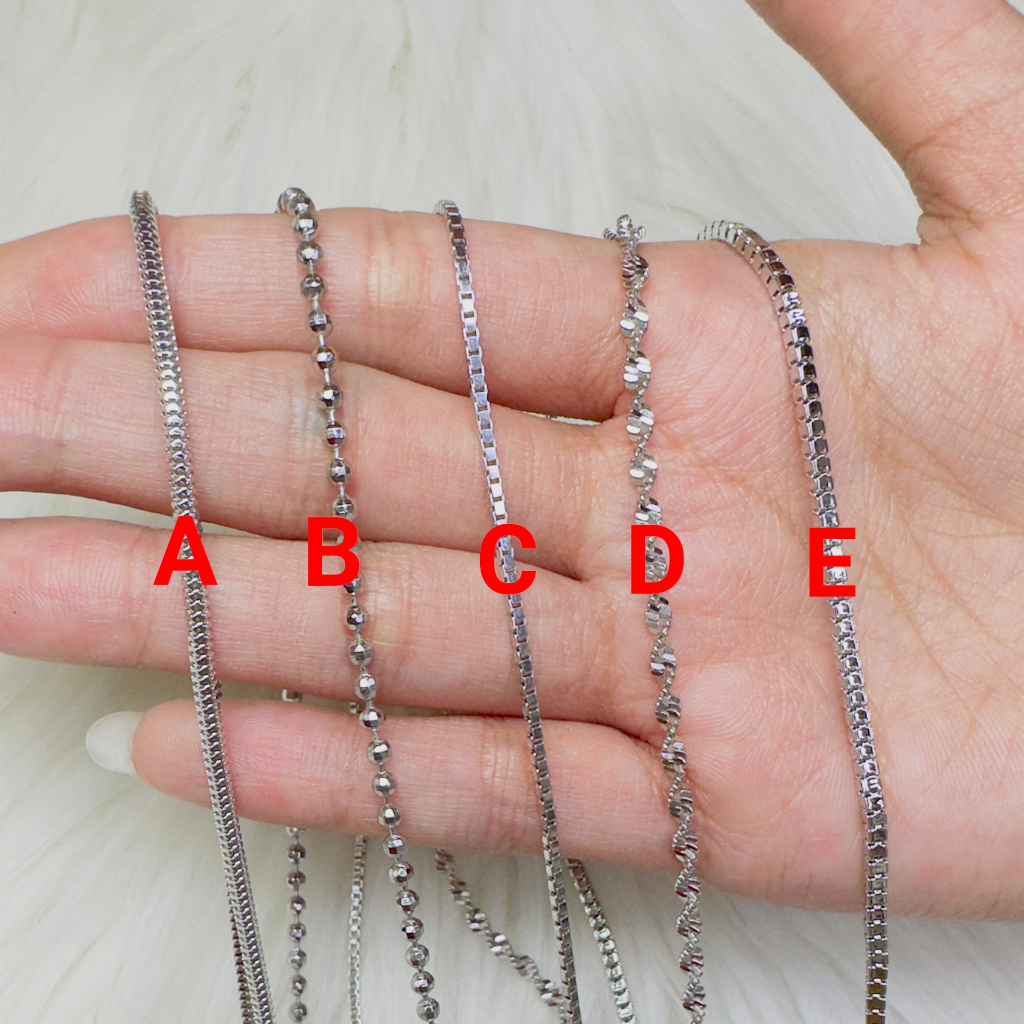 kalung panjang/hijab campur 60 cm warna silver KLGP003 Fashion wanita pria silverperempuan dewasa ko