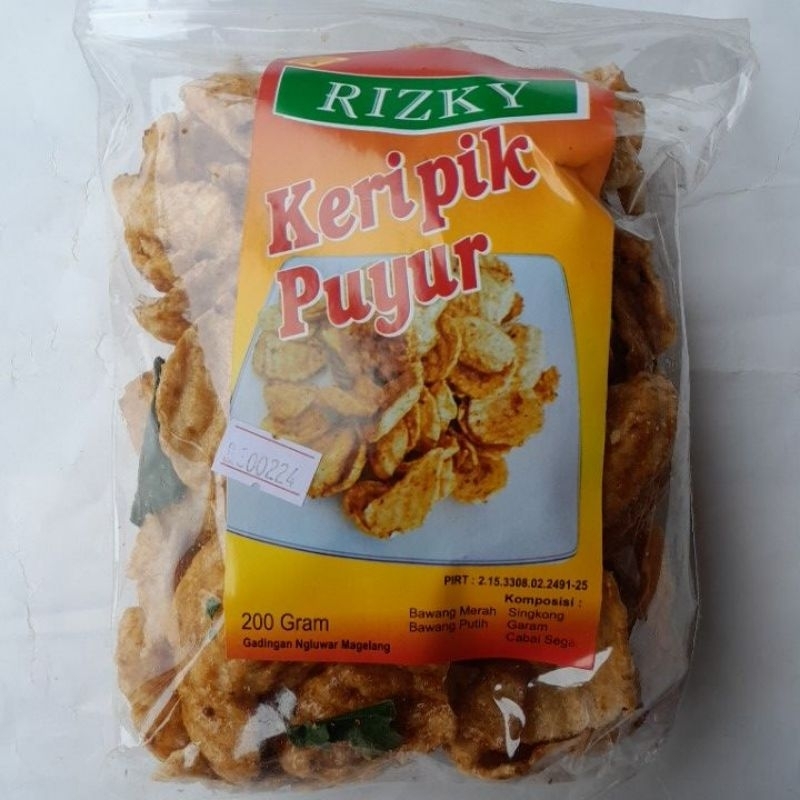 

keripik puyur Rizky 200gr.kerupuk puyur pedas 200gr.