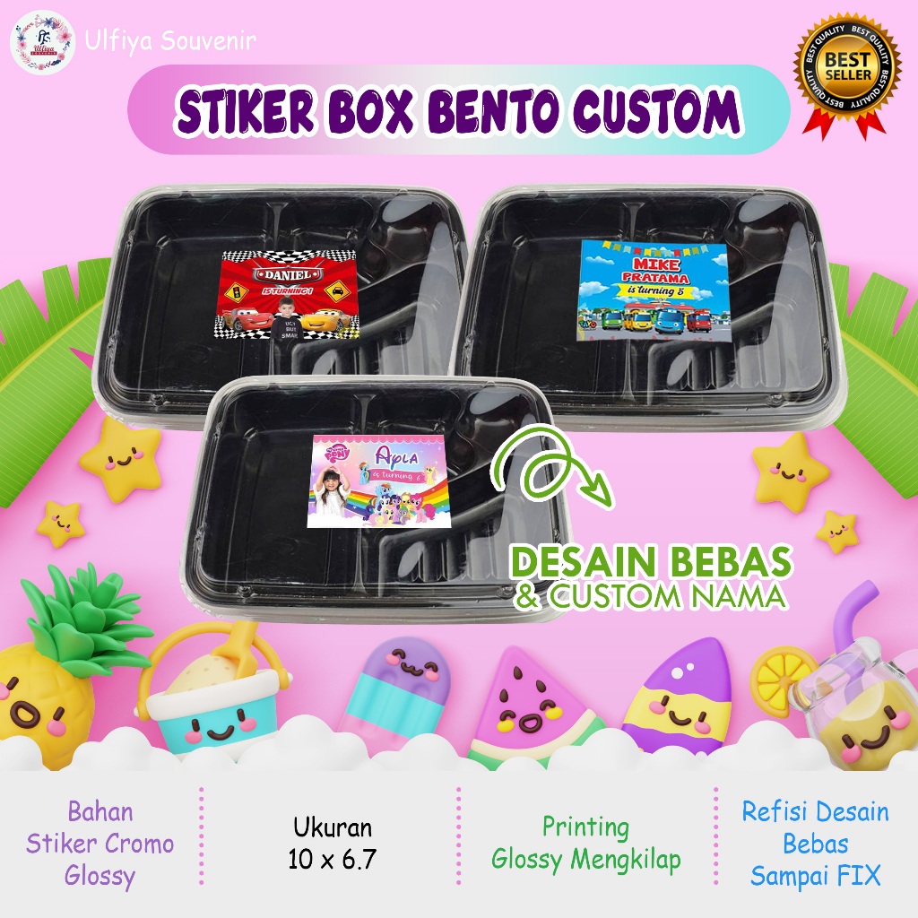

Custom Stiker Label Nasi Box Bento Ultah/Aqiqah/New baby Born