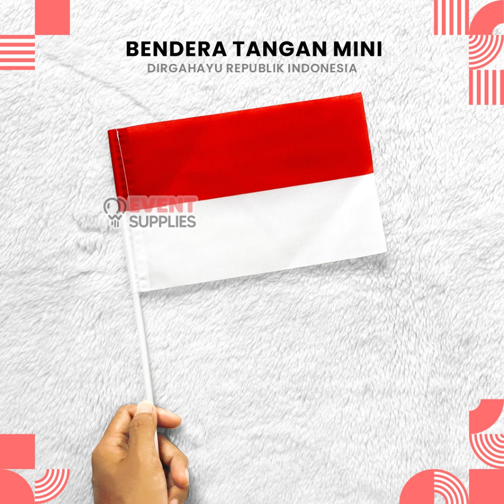 Bendera Tangan Stik Indonesia / Bendera Mini Flag Indonesia 22x15cm
