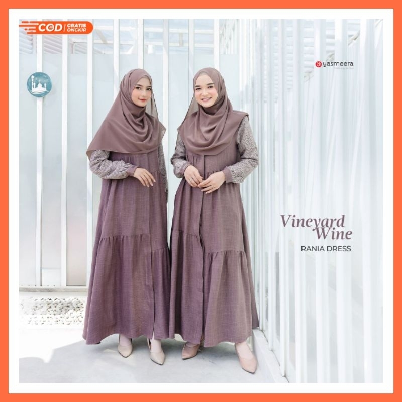 Gamis Wanita Polos Katun Linen Airflow Kombinasi Brocade Rania Dress Yasmeera