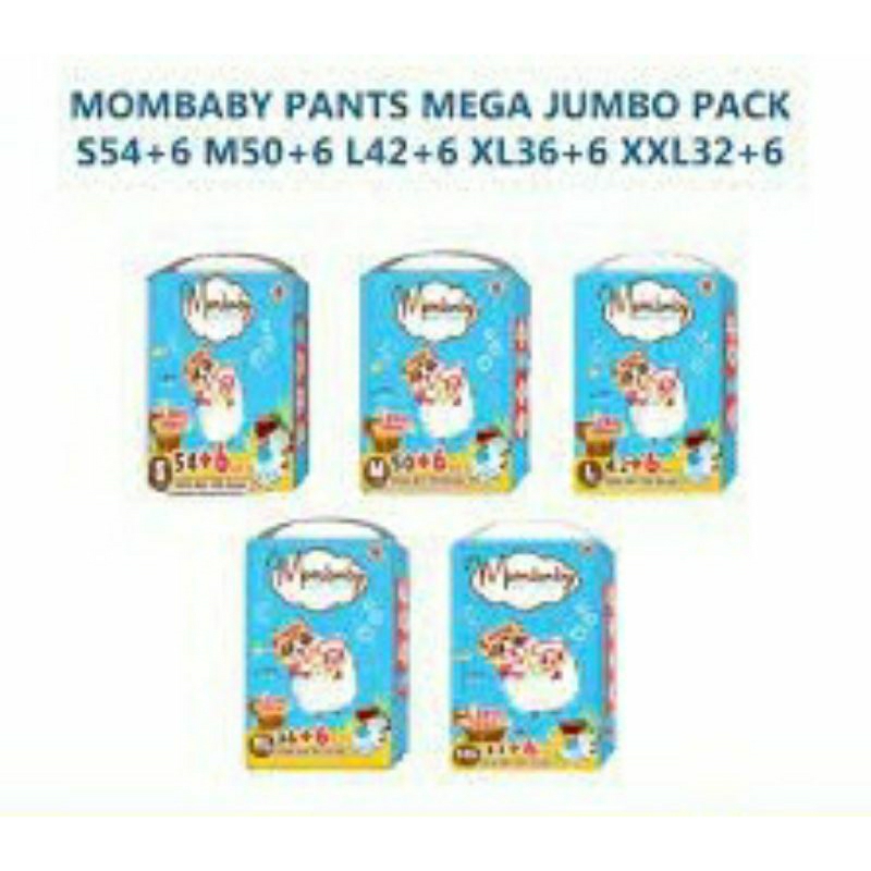 MomBaby Pants | Pampers Celana | S 54+6 | M 50+6 | L 42+6 | XL 36+6 | XXL 32+6