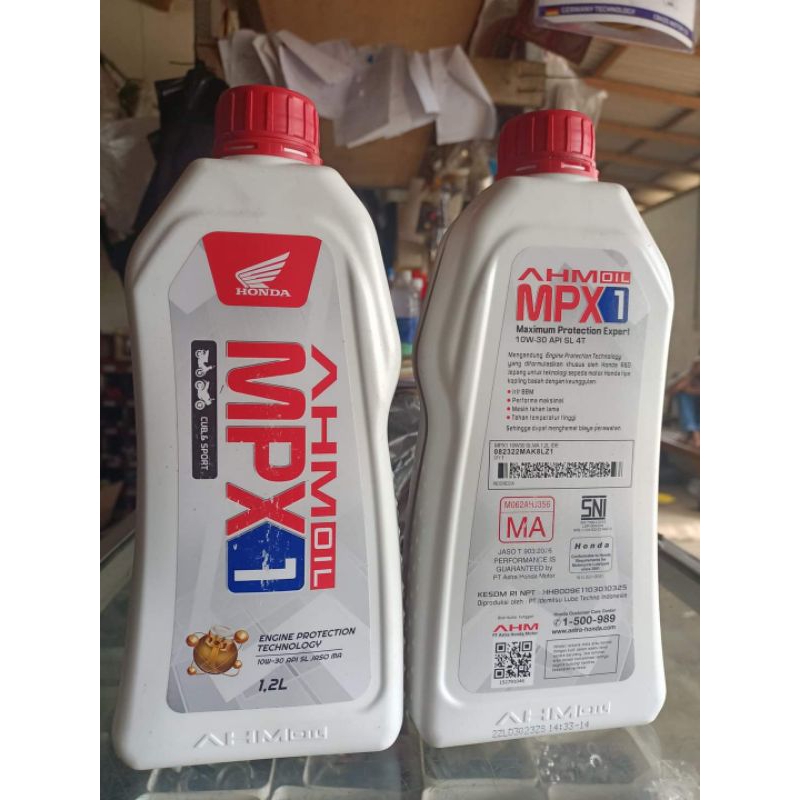 Oli SPX 1,2 L. Oli AHM 1,2L. AHM OIL MPX1 BEBEK & SPORT 1,2LSAE:10W-30, API:SJ, JASO:MA