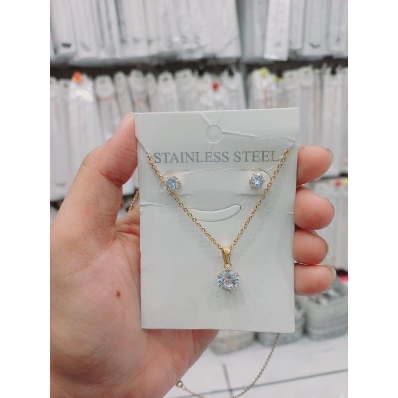 KALUNG TITANIUM SET ANTING - KALUNG TITANIUM WANITA SET ANTING BAGUS