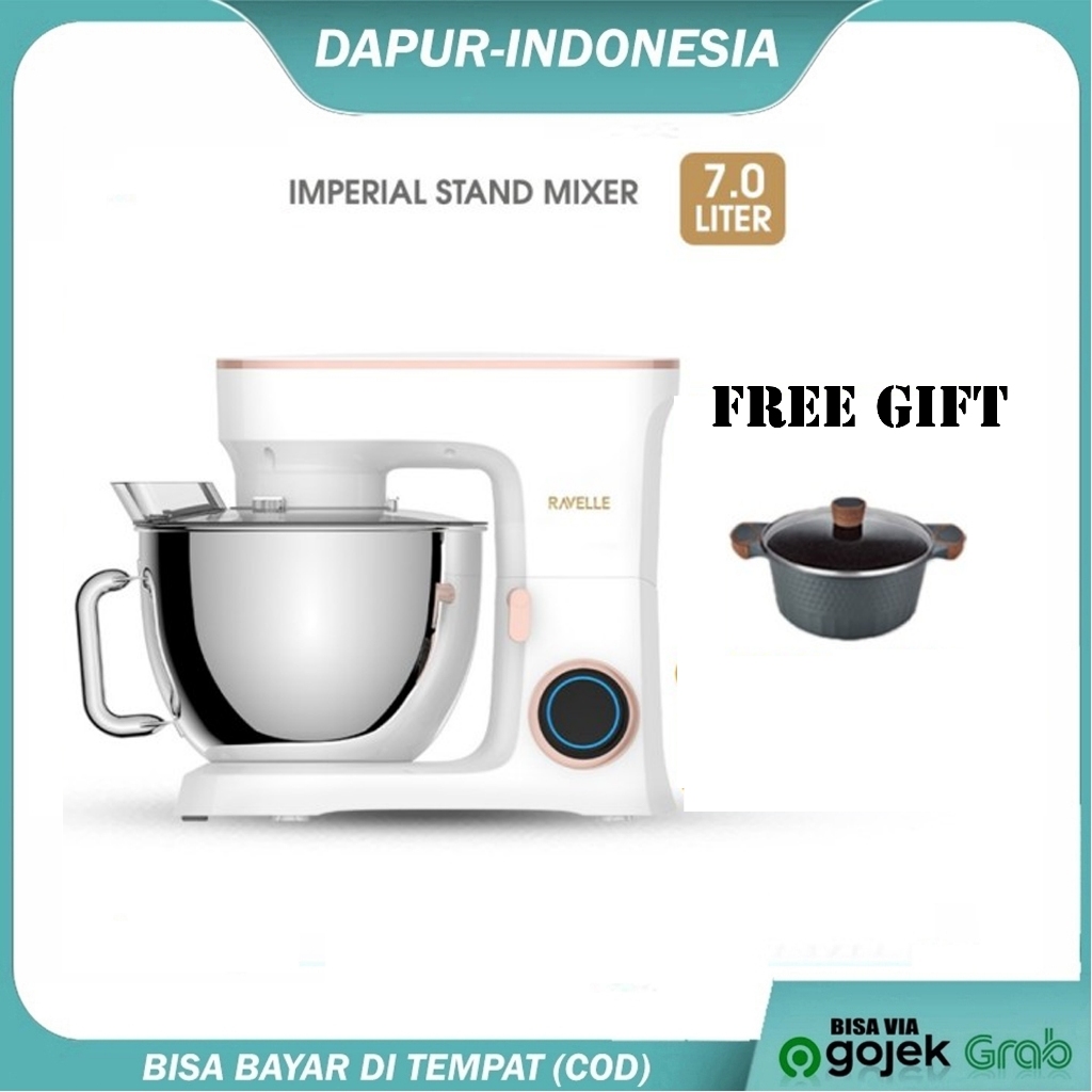 RAVELLE Stand Mixer 7L Imperial Electric Mixer - Dinasty White