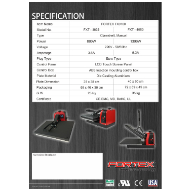 Mesin Press Kaos High Pressure 38x38cm / Fortex Heat Press Machine