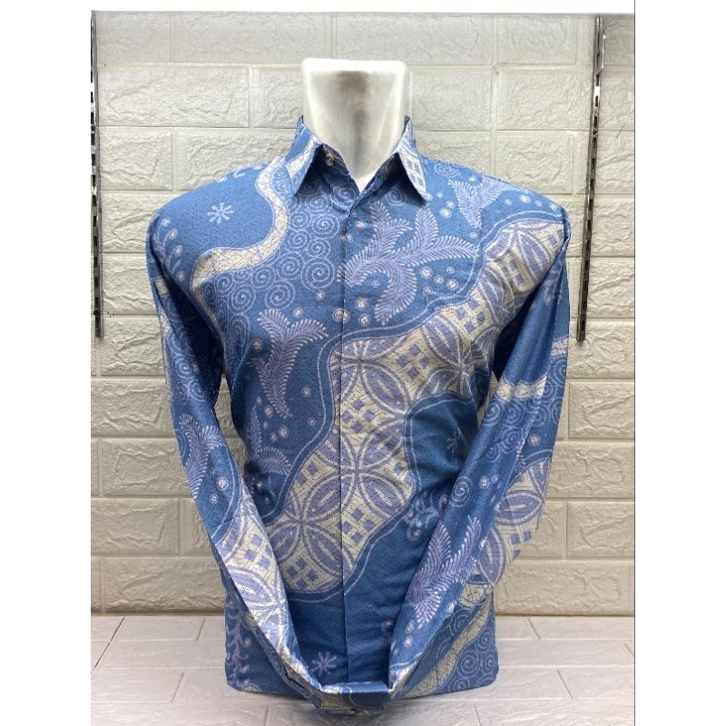 KEMEJA batik pria modern solo baby blue