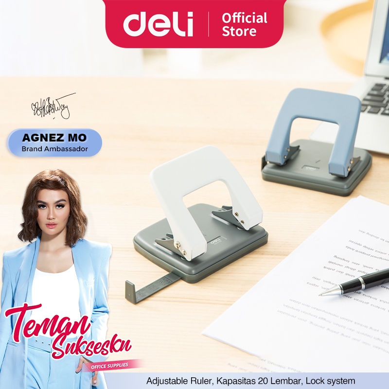 Deli Pembolong Kertas / 2-Hole Punch Kapasitas 20 Lembar E0102