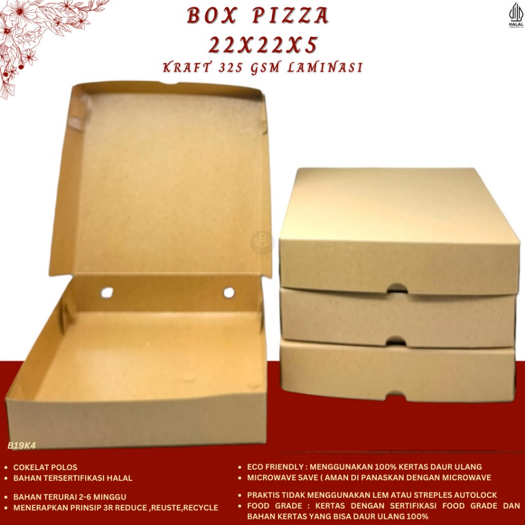 Dus Pizza 22x22 / Box Pizza Motif / Box Pizza / Kardus Pizza / Kotak Pizza Laminasi / B19K4
