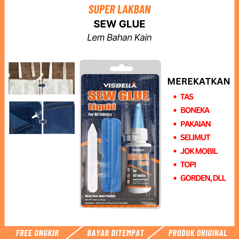 

Lem Perekat Khusus Kain Kulit Jeans Pakaian Serbaguna Sew Glue 60ml