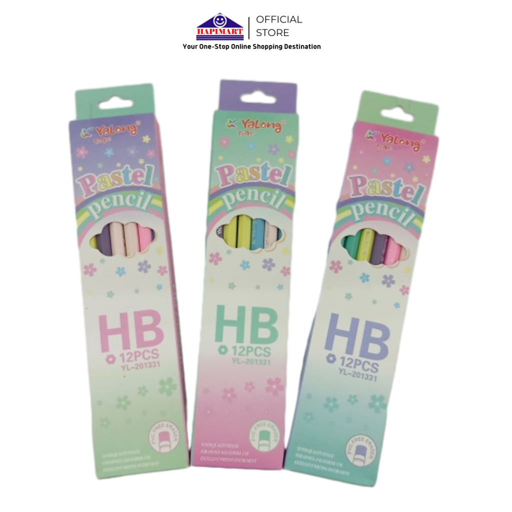 

Pensil HB Yalong Warna Pastel 12PCS/PACK/Pensil Anak Isi 12Pcs+Eraser