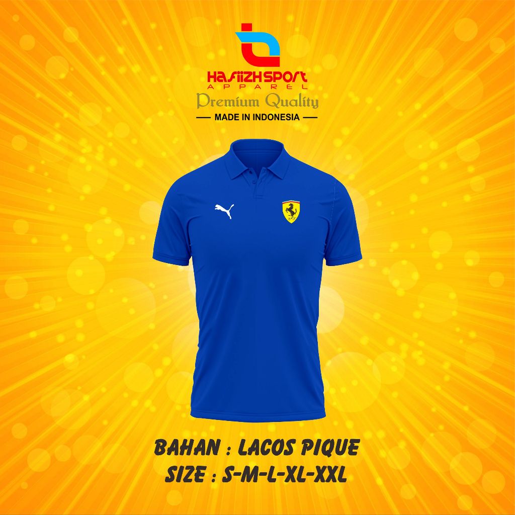 KAOS POLO KERAH LOGO FERRARI SIMPLE PREMIUM