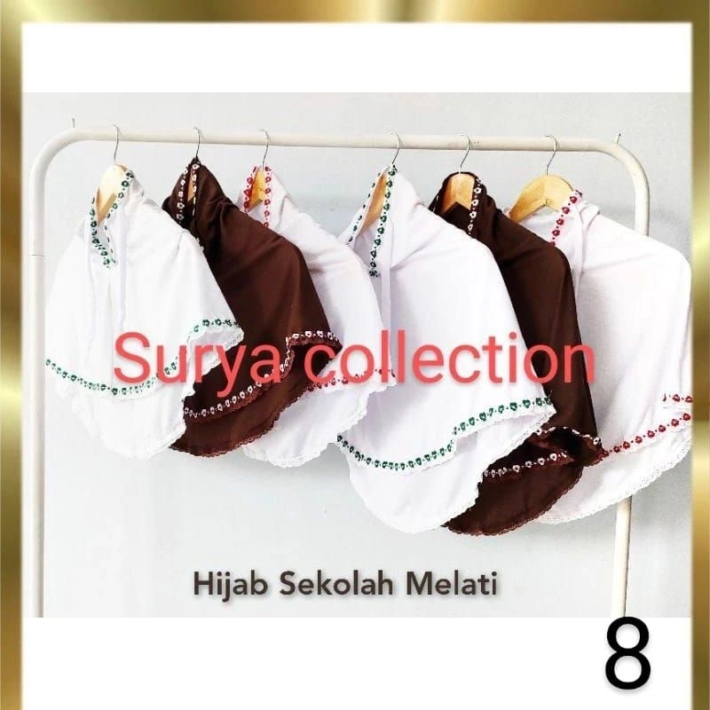 Jilbab Melati Anak Sekolah / Hijab Seragam Sekolah Melati / Kerudung Tali Renda Sd Smp Sma