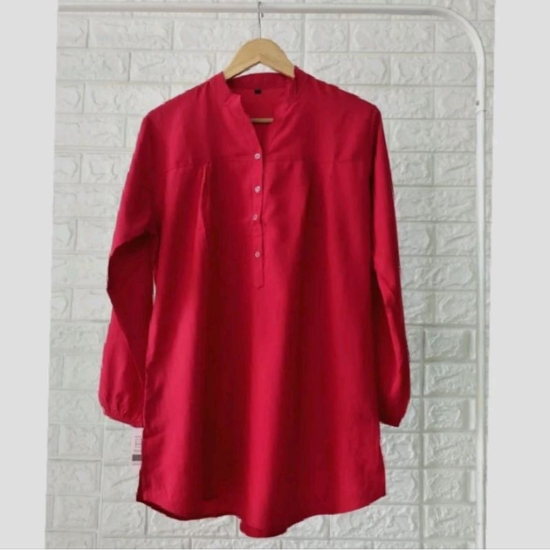 ATASAN WANITA JUMBO BLUS BIG SIZE BLOUSE POLOS MERAH CABE M.L.XL.3L.4L.5L.6L