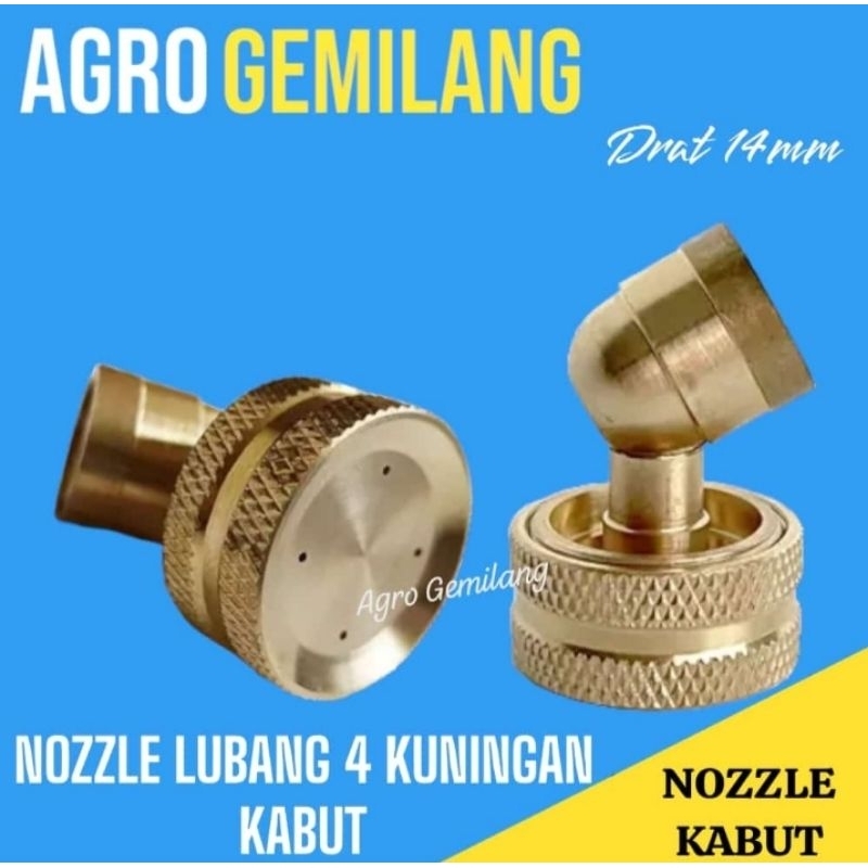 Nozel / Spuyer Tangki Sprayer Elektrik Kuningan Lubang 4 Kabut