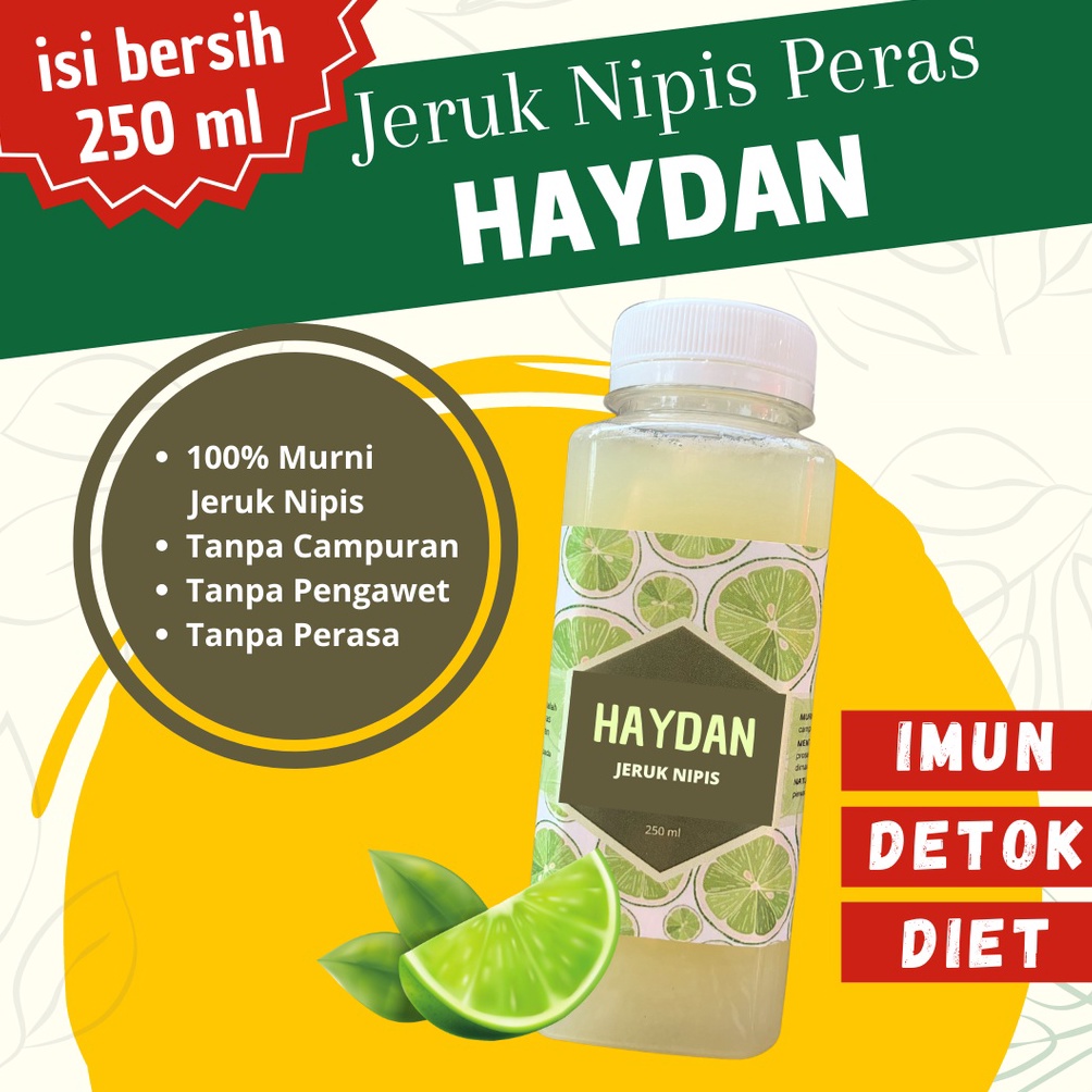 

[⁑O81➤] JERUK NIPIS HAYDAN | Jeruk Nipis Peras Murni | 250 ml | Tanpa Campuran Stock Ada