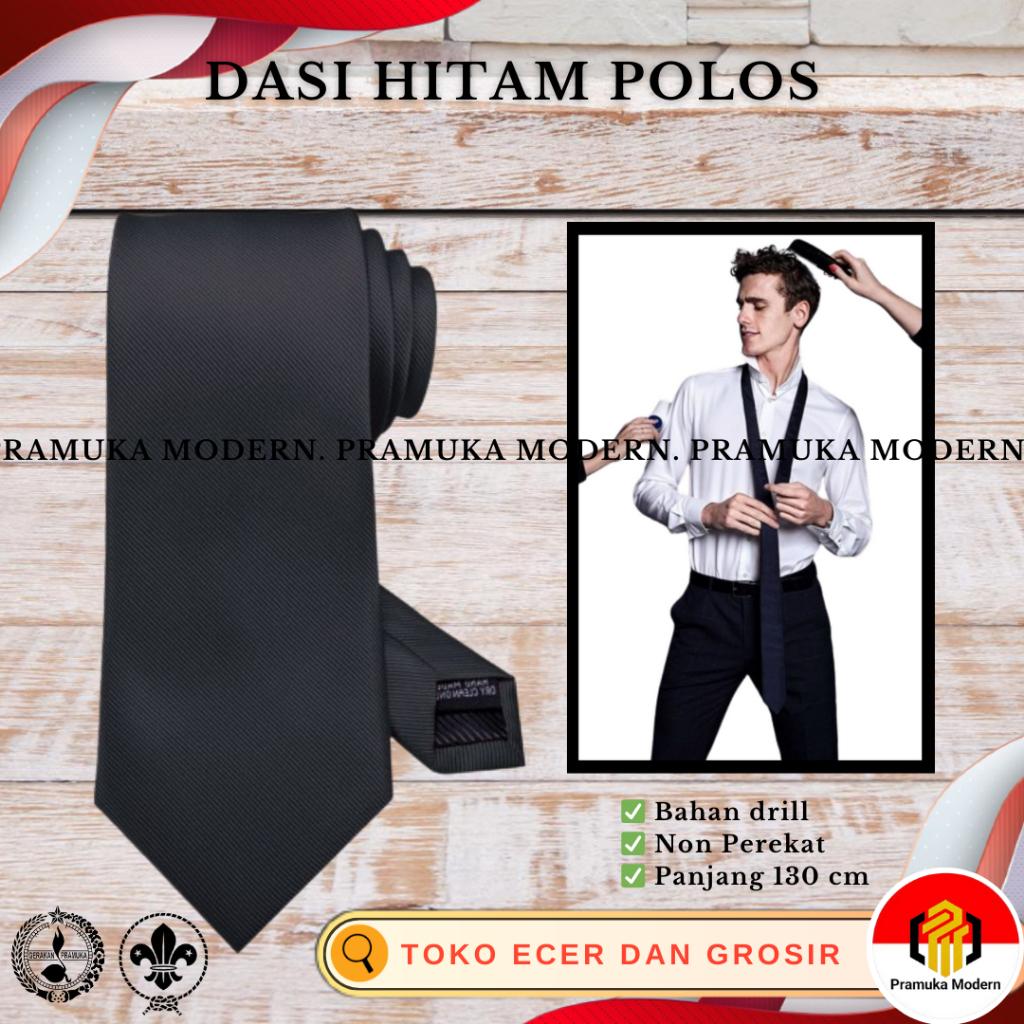 Dasi hitam drill panjang 140 cm / dasi hitam polos / dasi ospek / dasi kerja / dasi trainig (Non Per