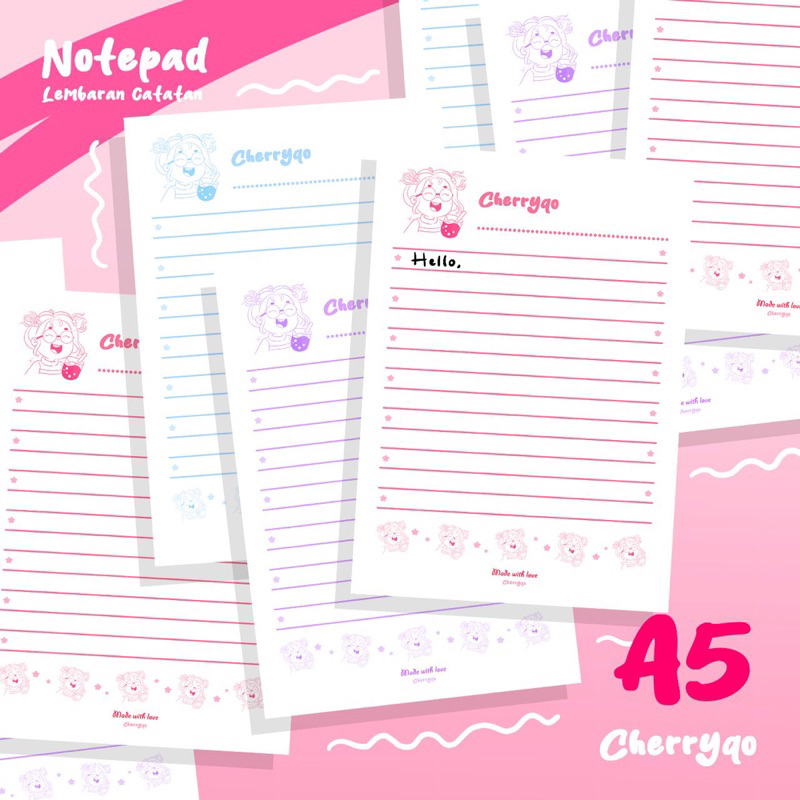 

Notepad Kertas Catatan A5 Lembar Menulis CHERRYQO Originial Character Design
