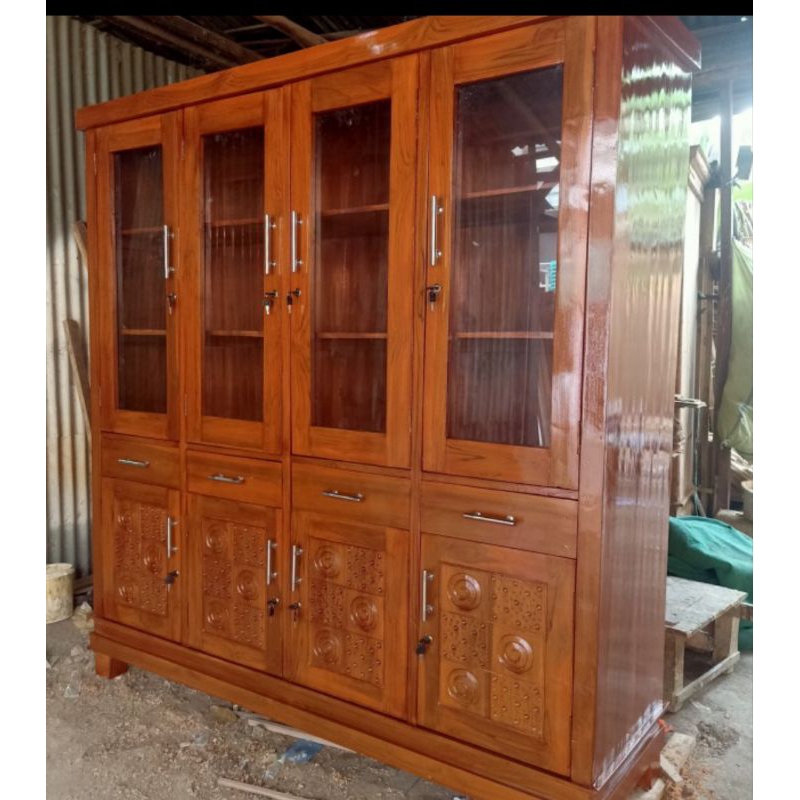 lemari pajangan pintu 4 kaca