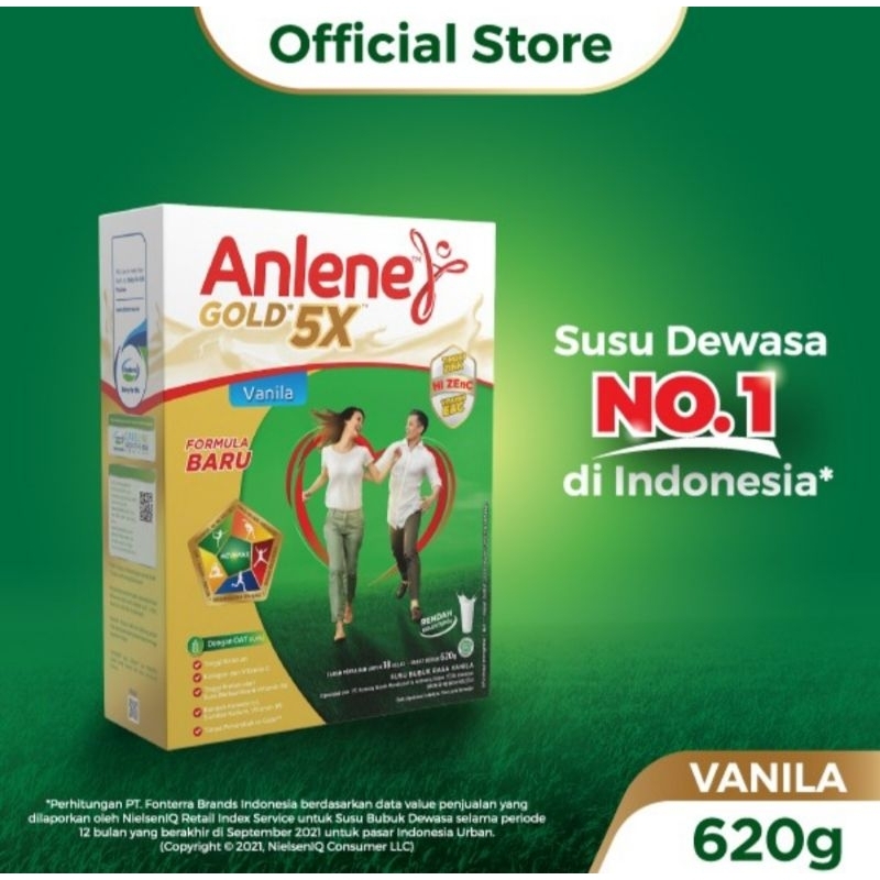 

ANLENE GOLD 5X SUSU BUBUK DEWASA VANILA/ORIGINAL/COKELAT 620GR - NUTRISI TINGGI KALSIUM UNTUK TULANG, SENDI, DAN OTOT