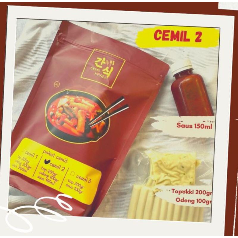 

Paket Cemil 2 Korea terdiri dari Topokki 200 gr, Odeng 100 gr, dan Saus 150 ml