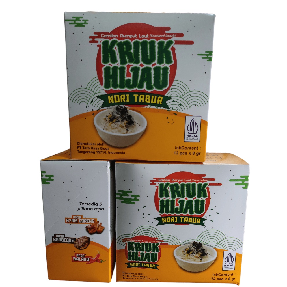 

T3rbaru Kriuk Hijau Nori Tabur / 1 Box isi 12 Sachet Impor Terbaru