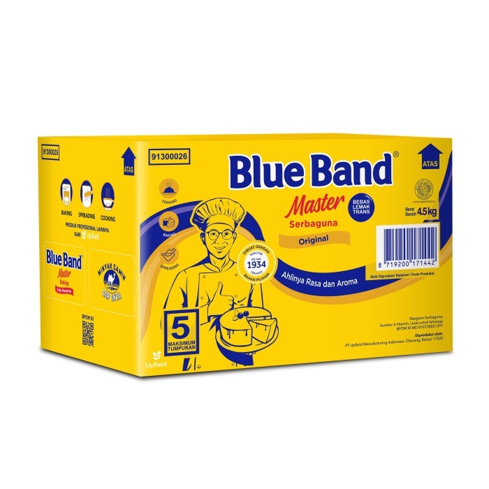 

BLUE BAND MASTER SERBAGUNA MARGARINE 4.5KG DUS,COCOK U/CAKE/KUE DLL