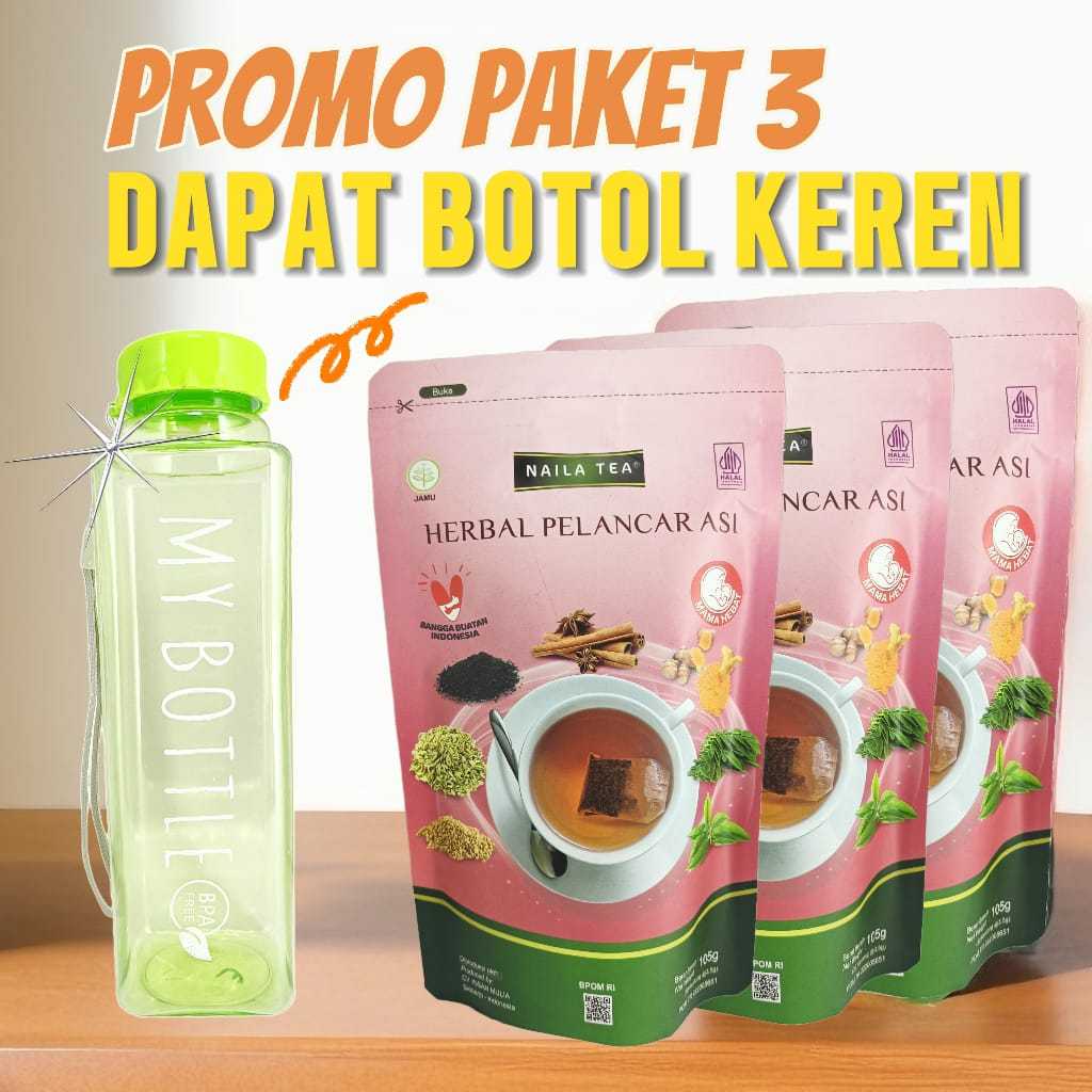 

PROMO PAKET NAILA TEA TEH PELANCAR ASI Beli 3 pcs Free Tumbler/Botol Cantik