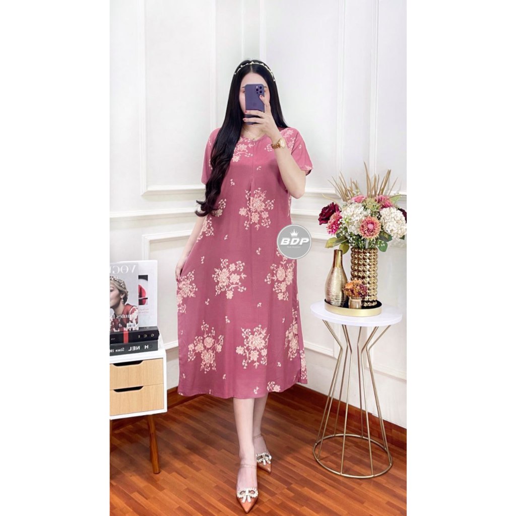 Daster Lengan Pendek Premium Kekinian Busui Resleting Depan Brand Lokal Pekalongan Dian Putri