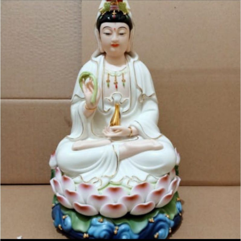 patung dewi kwan im/kwan in- 12inch keramik taiwan premium