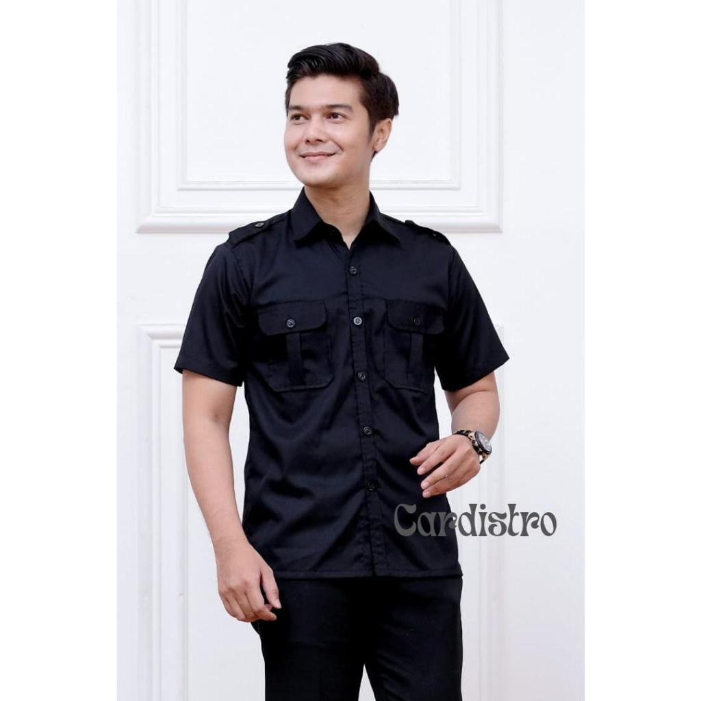 Seragam PDH Pria Lengan Pendek Hitam Putih Baju Dinas Pria Seragam Pegawai Lengan Pendek