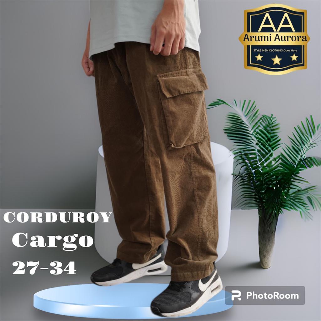 celana corduroy Cargo pria Celana Panjang Corduroy celana korea Celana Kasual hitam Casual Model lur