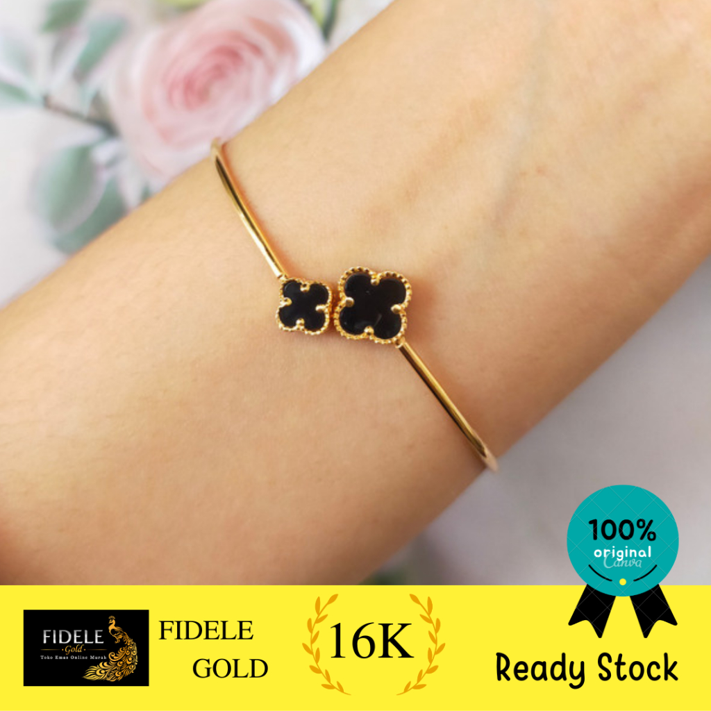 gelang bunga vc emas asli clover 700 emas tua 22