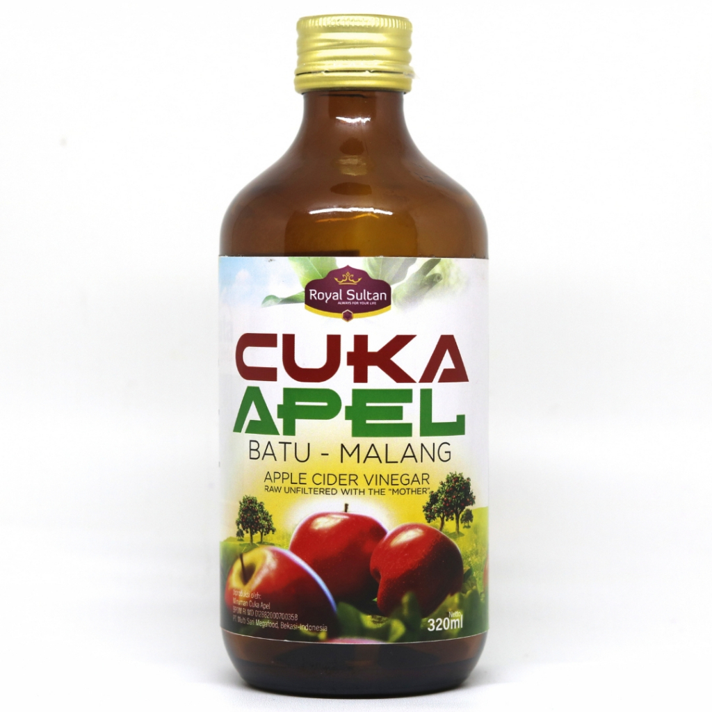 Cuka Apel Royal Sultan Batu Malang Apple Cider Vinegar Original Halal Mui Untuk Diet Kesehatan 320ml