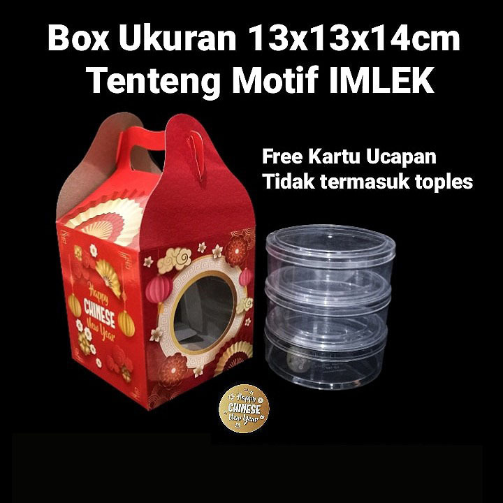 

(10 pcs) kardus tenteng imlek dus toples kue kering 500gr isi 2 box toples tabung 800ml parcel imlek sincia chinese new year ukuran 15x15x15cm