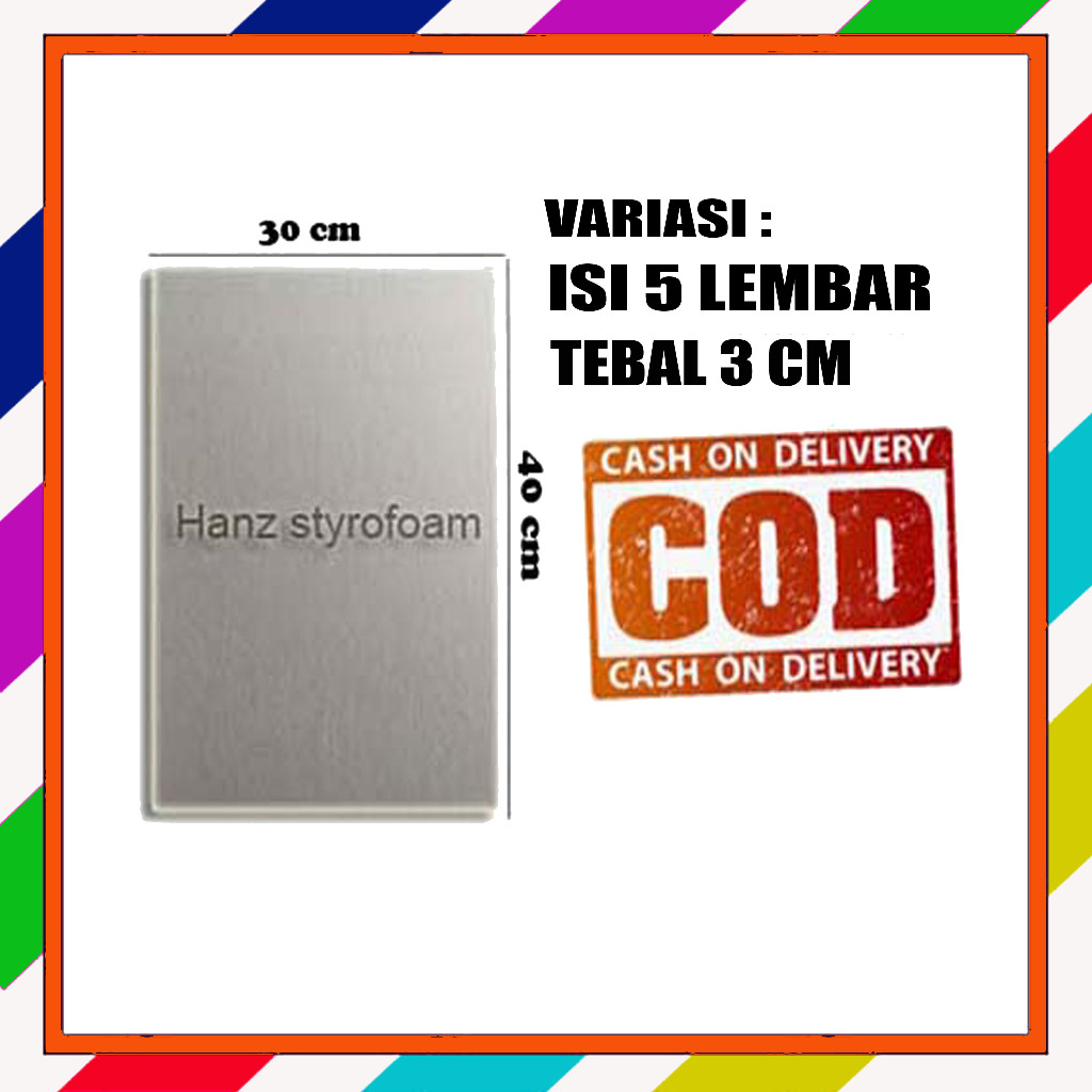 

Styrofoam Tebal 3 CM lembaran polos uk 30x40 CM isi 5 lembar