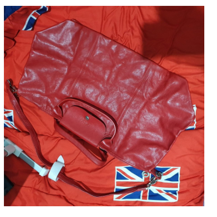 as Longchamp Le Pliage LC Cuir Large Size L Cherry Red Asli Ori