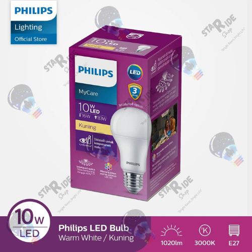 Philips Lampu Bohlam LED Bulb Lamps MyCare My Care 10 Watt W 10Watt 10W E27 E 27 3000K Kuning Warm W