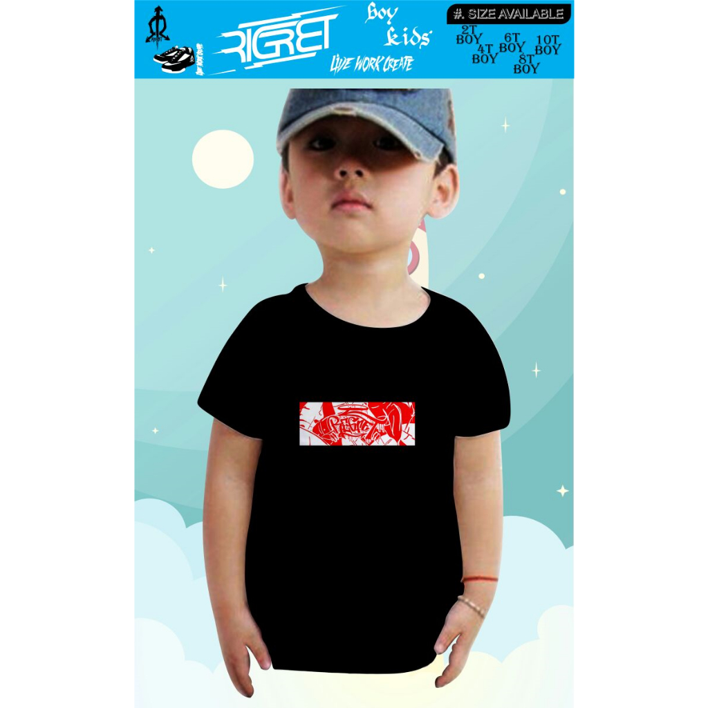 kaos DISTRO ANAK UNISEX REGRET kaligrafi