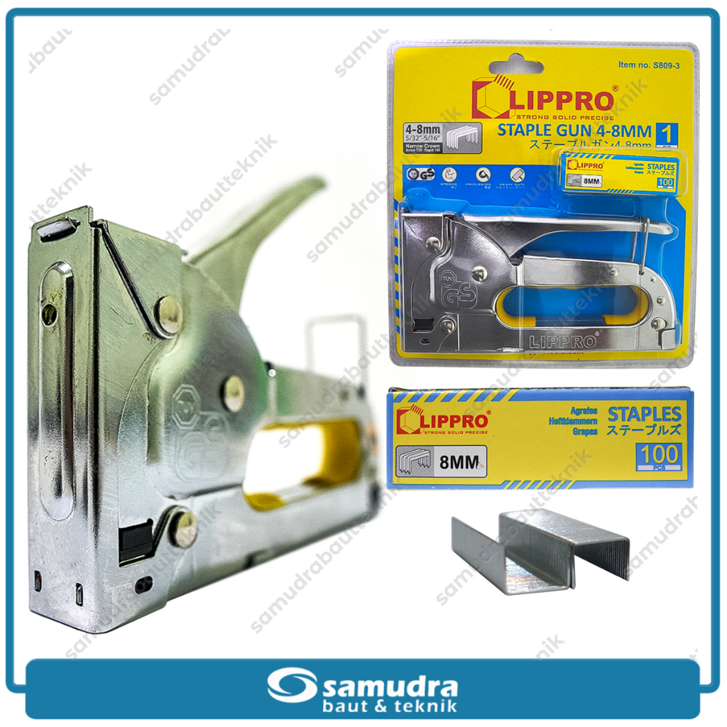 

Staples Tembak 4-8 mm LIPPRO Manual Staple Gun Tangan Tacker Hekter