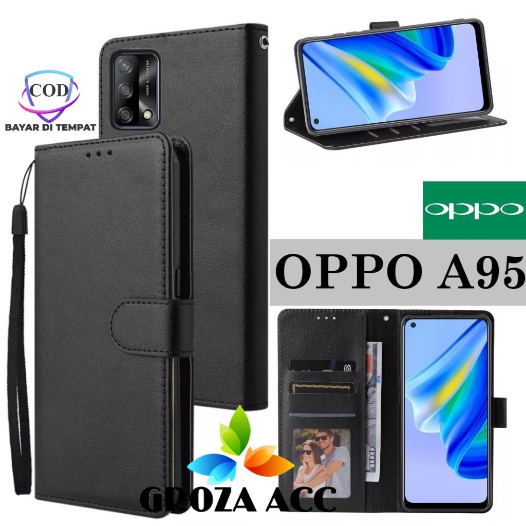 Flip Case OPPO A95 Case Wallet Kulit Casing Dompet Case Wallet Leather Flip Case OPPO A95 Casing hp 