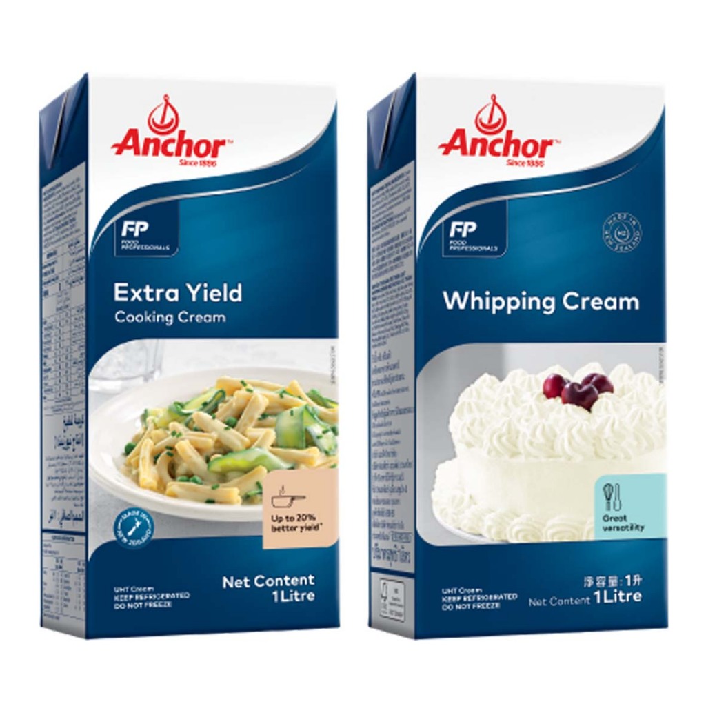 

Anchor cooking cream 1liter / anchor whipping cream 1liter / anchor extra yield 1liter / anchor whip cream 1 liter