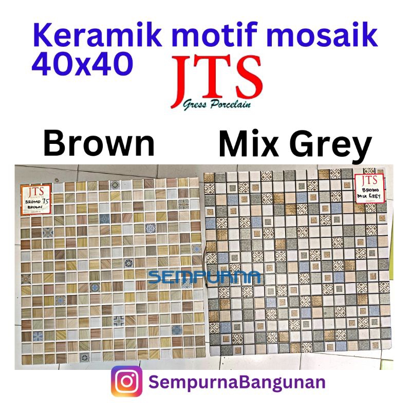 Keramik ubin motif mosaik  mozaik mozaic mosaic kotak-kotak kecil dinding tembok lantai kasar 40x40 